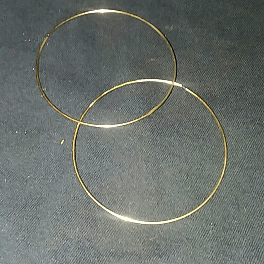 Copper hoop earrings.